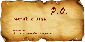 Petrák Olga névjegykártya